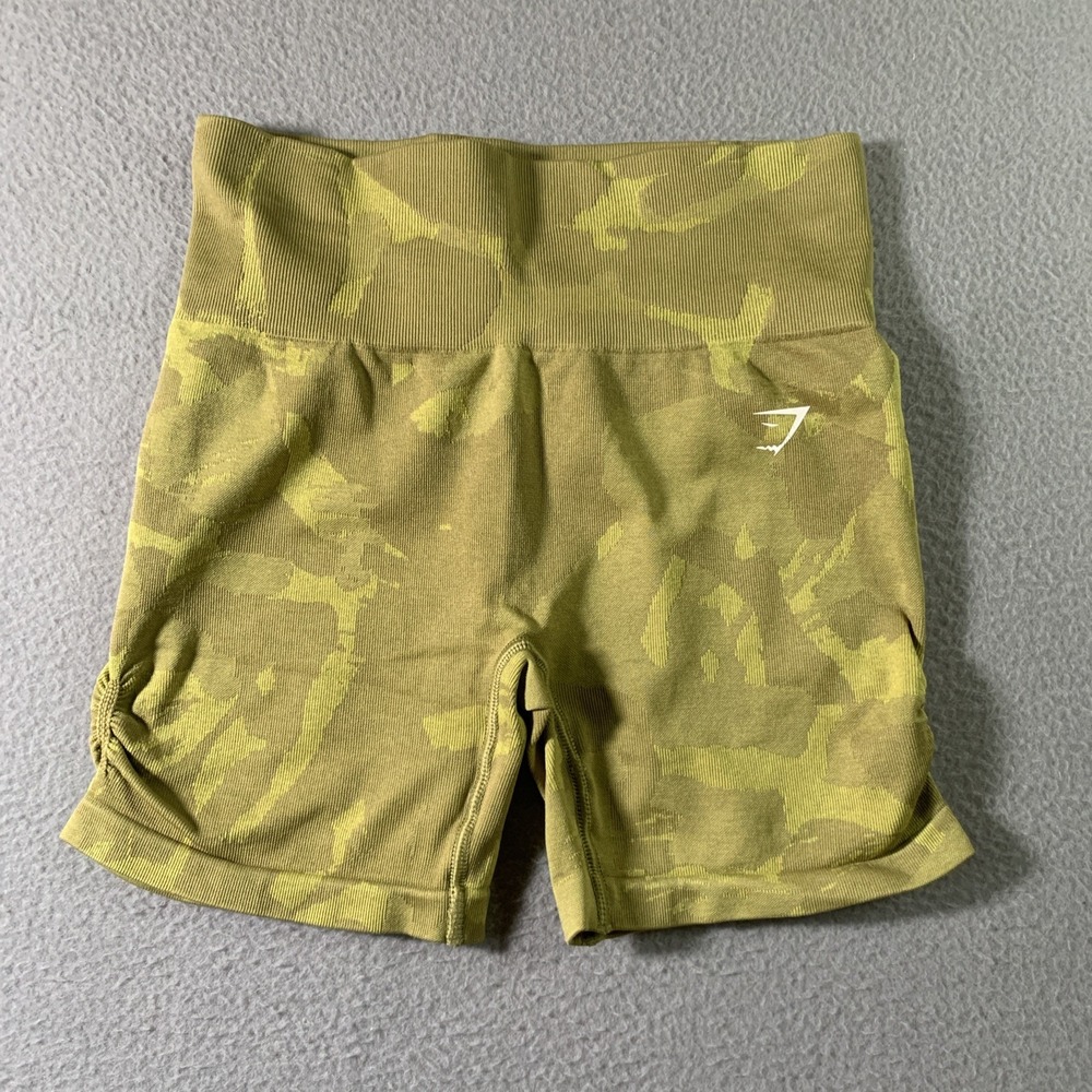 Gymshark Adapt Camo Seamless Shorts Women's Size S Lime Green